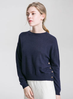 Pure Color O-neck Loose Knitted Sweater