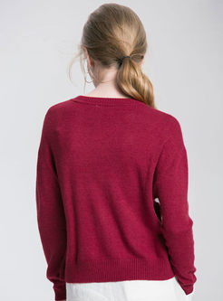 Solid Color O-neck Loose Knitted Sweater