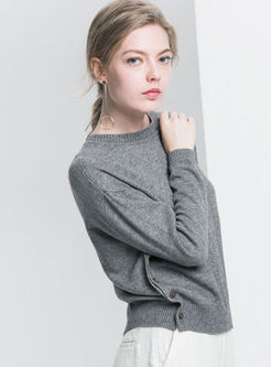 Loose Pure Color O-neck Knitted Sweater