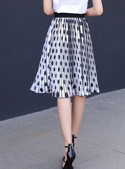 Fashion Pleated Polka Dot Chiffon Ball Gown Skirt