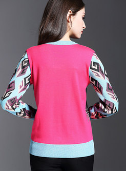 Stylish O-neck Animal Pattern Knitted Sweater