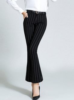 Stylish Striped Plus Size Flare Pants 