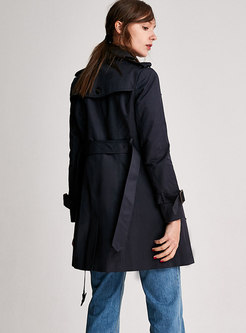 Casual Double-breasted Slim Knee-length Trench Coat