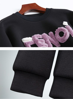 O-neck Letter Print Pullover Loose Sweatshirt