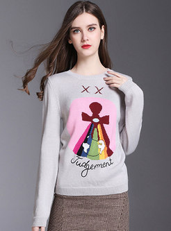 Casual Long Sleeve Jacquard Stereoscopic Pullover Sweater