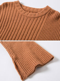 Pure Color Asymmetric Mock Neck Loose Sweater