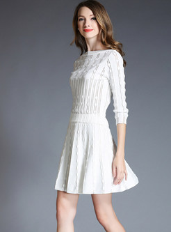 Fashion White Solid Cutwork Knitted Two-piece Outfits