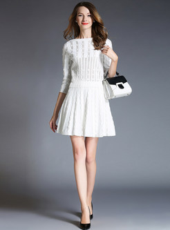 Fashion White Solid Cutwork Knitted Two-piece Outfits