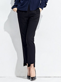 Fashionable Black Asymmetric Slim Pencil Pants