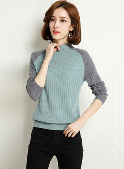 Chic Color-blocked Slim Easy-matching Knitted Sweater