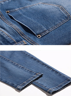 Trendy High Waist Color-blocked Pencil Jeans