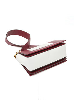 Chic Wine Red Color-block Square Crossbody Bag 