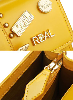 Chic Yellow Metal badge Clasp Lock Crossbody Bag