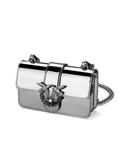Stylish Metal Silver Clasp Lock Square Crossbody Bag