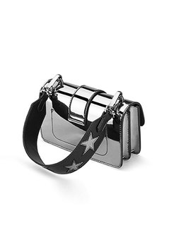 Stylish Metal Silver Clasp Lock Square Crossbody Bag