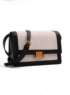 Chic Color-blocked Canvas Stitching Leather Small Bag