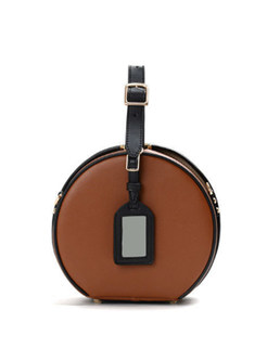 Vintage Circle Leather Lock Top Handle & Crossbody Bag