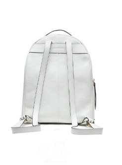 Chic White Cat Print Cowhide Zip-up Backpack