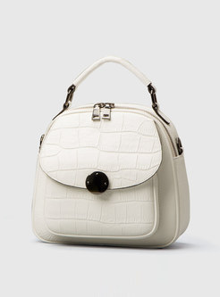 Brief White Solid Zip-up All Matched Top Handle & Backpack 