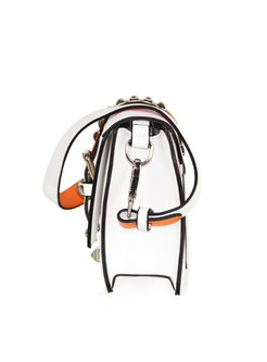 White Rivet PU Lock Zippered Crossbody Bag