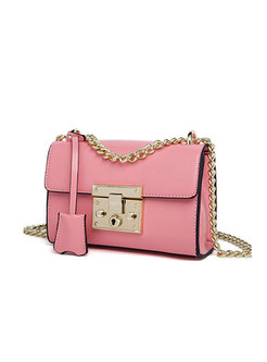 Vintage Stylish Pink Chain Bag With Clasp Lock 