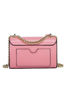 Vintage Stylish Pink Chain Bag With Clasp Lock 