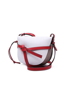 Trendy Color-Blocked Bowknot Crossbody Bag