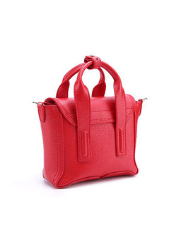 Stylish Genuine Leather Clasp Lock Top Handle & Crossbody Bag