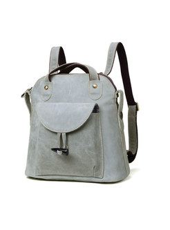 Vintage Grey Cowhide Backpack With Zipper Pocket