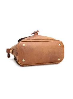 Vintage Brown Cowhide Backpack With Zipper Pocket