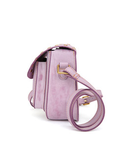 Casual Pink Magnetic Lock Cowhide Crossbody Bag