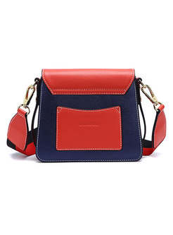 PU Ring Sapphire Blue Color-blocked Tote & Crossbody Bag
