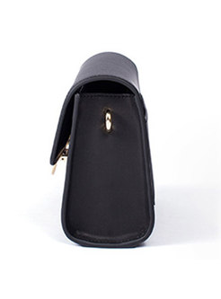 Stylish Black Metal Ring Wide Shoulder Strap Crossbody Bag