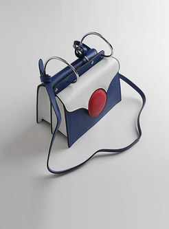 Stylish Ring White-blue Blocked Magnetic Tote & Crossbody Bag