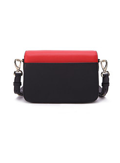 Trendy Wide Strap Color-blocked Square Crossbody Bag