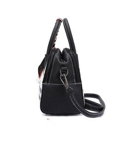 Grid Zipper Bowknot Top Handle & Crossbody Bag 