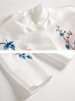 Mandarin Collar Single-breasted Embroidered Jacket