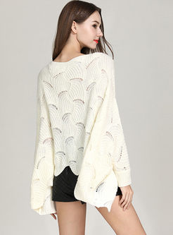 Off The Shoulder Bat Sleeve Asymmetric Loose Sweater
