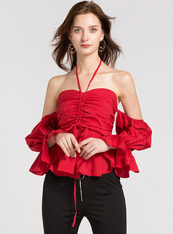 Sexy Solid Color Bowknot Backless Bandeau Top