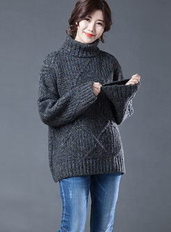 Casual High Neck Loose Knitted Sweater