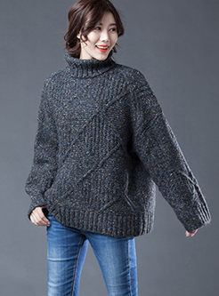 Casual High Neck Loose Knitted Sweater