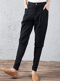 Stylish Black Zipper Slim Harem Pants