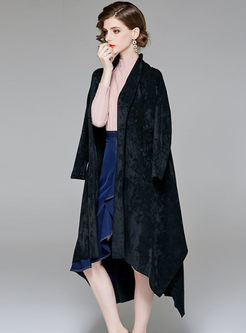 Trendy Pure Color Asymmetric Hem Long Coat