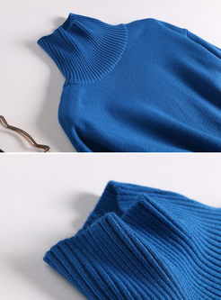 Trendy Solid Color High Neck Loose Sweater