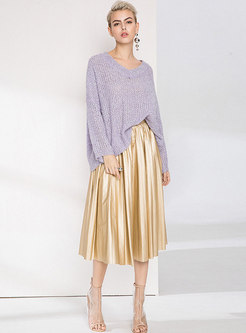 Fashion Sweet High-rise Accordion-pleat Midi Skirt
