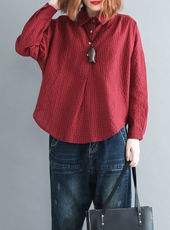Plus Size Plaid Strappy-back Straight Blouse