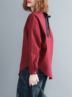 Plus Size Plaid Strappy-back Straight Blouse
