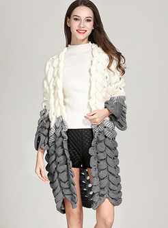 Fashion Wave Weaving Hollow Out Loose Zip-up Coat