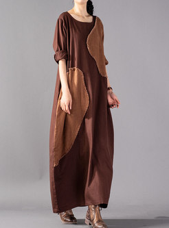 Stylish Stereoscopic Pattern Slim Linen-blend Dress