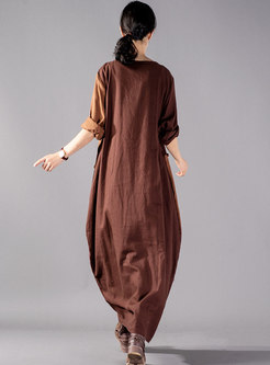 Stylish Stereoscopic Pattern Slim Linen-blend Dress